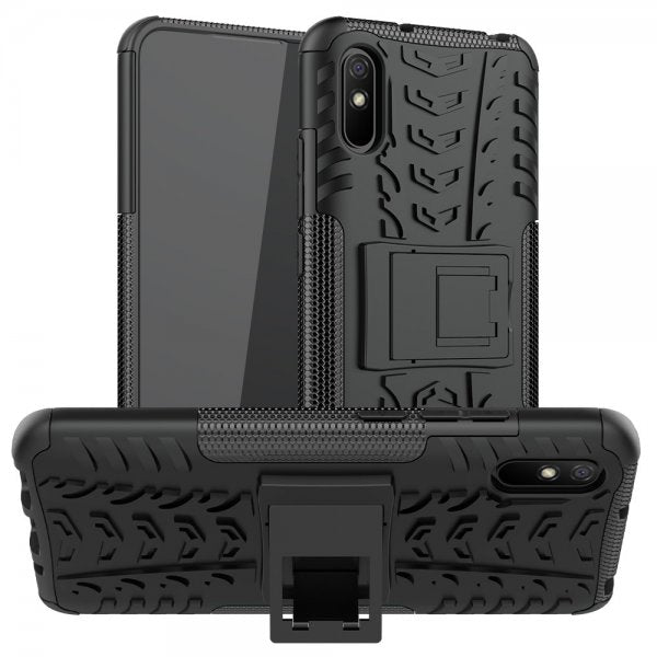 Xiaomi Redmi 9A Skal Däckmönster Stativfunktion Svart