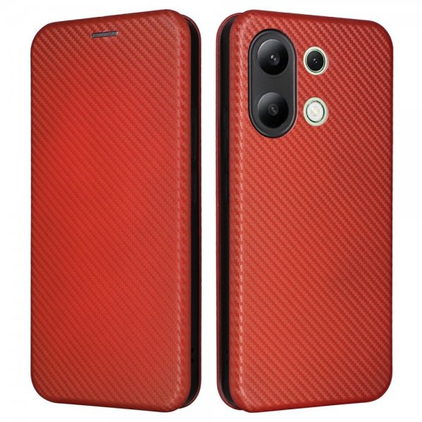 Xiaomi Redmi Note 13 4G Fodral Kolfibertextur Brun