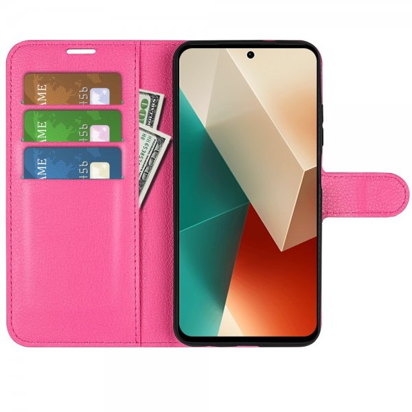 Xiaomi Redmi Note 13 5G Fodral Litchi Magenta