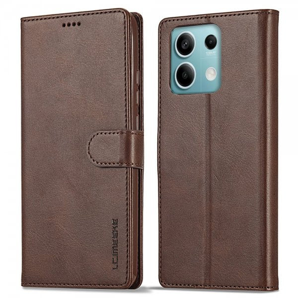 Lc.Imeeke Xiaomi Redmi Note 13 5G Fodral med Kortfack Stativfunktion Brun