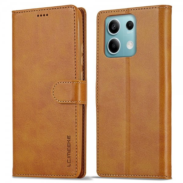 Lc.Imeeke Xiaomi Redmi Note 13 5G Fodral med Kortfack Stativfunktion Ljusbrun
