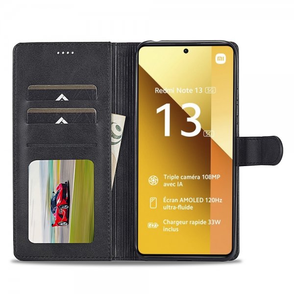 Lc.Imeeke Xiaomi Redmi Note 13 Pro 5G Fodral med Kortfack Stativfunktion Svart