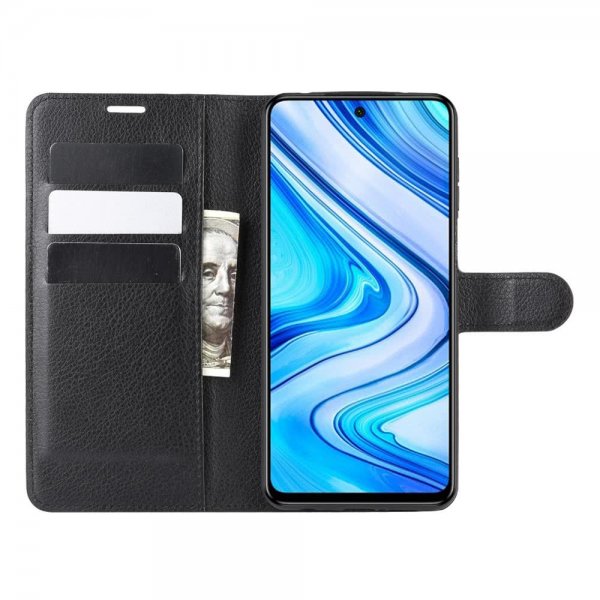 Xiaomi Redmi Note 9 Pro Fodral Litchi Svart
