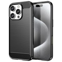 iPhone 16 Pro Skal Borstad Kolfibertextur Svart