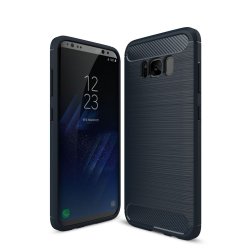 Samsung Galaxy S8 Mobilskal Kolfibertextur Mörkblå