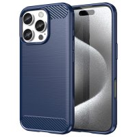 iPhone 16 Pro Skal Borstad Kolfibertextur Blå