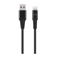 Kabel Flätad USB-A till Lightning 2m Svart