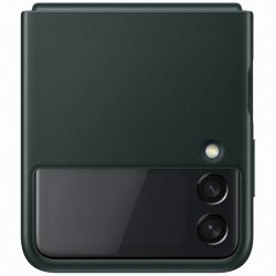 Original Galaxy Z Flip 3 Skal Leather Cover Grön