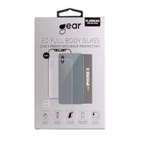 GEAR - Härdat Glas 3D 2in1 Front & Back iPhoneX Edge to Edge Svart med Klar baksida