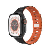 Apple Watch 42/44/45/46mm Armband Silicone Magnetic Strap Svart