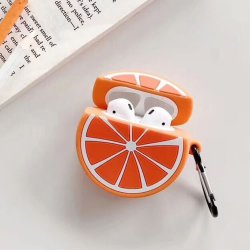 AirPods (1/2) Skal Silikon 3D Rund Apelsin