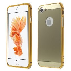 Apple iPhone 7/8/SE Mobilskal Metalbumper Baksida Hårdplast Guld