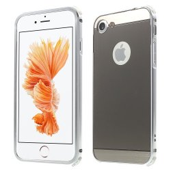 Apple iPhone 7/8/SE Mobilskal Metalbumper Baksida Hårdplast Silver