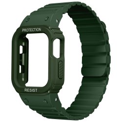 Apple Watch 40/41mm Armband med Skal Silikon Magnetstänging Grön