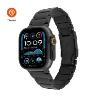 Apple Watch 42/44/45/46mm Armband Titanium Strap Svart