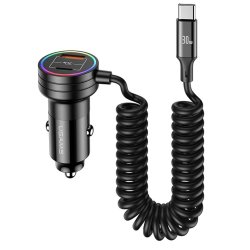 Billaddare 60W Car Charger with Spring Cable
