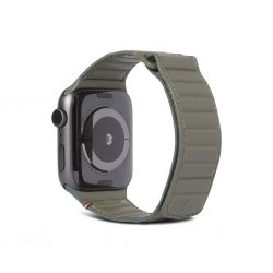 Apple Watch 42/44/45mm Armband Leather Magnetic Traction Strap Olive