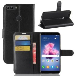 Huawei P Smart 2018 Plånboksfodral PU-läder Litchi Svart