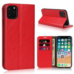 iPhone 11 Pro Plånboksfodral Kortfack Äkta Läder Röd
