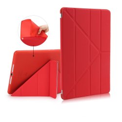 iPad 9.7 Fodral PU-läder TPU Origami Stativ Röd