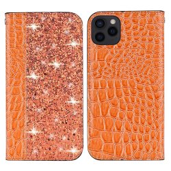 iPhone 13 Pro Fodral Krokodilmönster Glitter Flip Orange