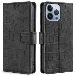iPhone 14 Pro Max Fodral Krokodilmönster Svart