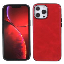iPhone 14 Pro Max Skal Lädertextur Röd