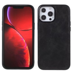 iPhone 14 Pro Max Skal Lädertextur Svart