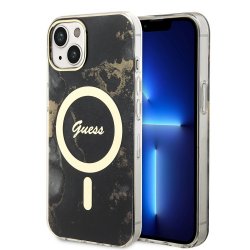 iPhone 14 Skal Golden Marble MagSafe Svart