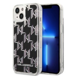 iPhone 14 Skal Liquid Glitter Monogram Svart