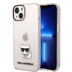 iPhone 14 Skal Printed Choupette Transparent Rosa