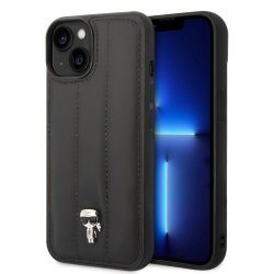 iPhone 14 Skal Quilted Nylon Puffy Case Ikonik Pin Svart