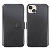 iPhone 15 Plus Fodral Äkta Läder Svart