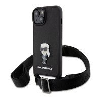 iPhone 15 Plus Skal Saffiano Crossbody Svart