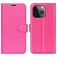 iPhone 15 Pro Fodral Litchi Magenta