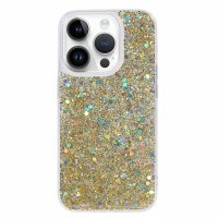 iPhone 15 Pro Skal Glitterpaljetter Guld