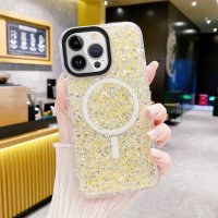 iPhone 15 Skal Glitter MagSafe Gul