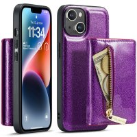 iPhone 15 Skal M3 Series Löstagbar Korthållare Glitter Lila