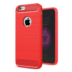 iPhone 6/6S Plus Skal Borstad Kolfibertextur Röd