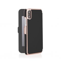 iPhone XR Slim Wallet Mirror Fodral Svart Roseguld
