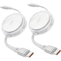 Kabel 100W Retractable USB-C 2-pack Vit