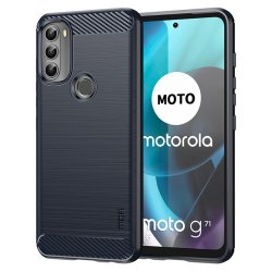 Motorola moto g71 5G Skal Borstad Kolfibertextur Blå