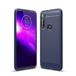 Motorola Moto G8 Skal Borstad Kolfibertextur Mörkblå