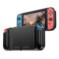 Nintendo Switch Skal Borstad Kolfibertextur Svart