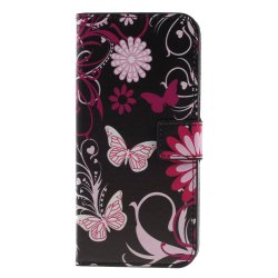 Nokia 5.1 Plus Plånboksfodral PU-läder Motiv Fjärilar och Blommor