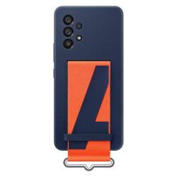 Original Galaxy A53 5G Skal Silicone Cover with Strap Navy