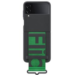 Original Galaxy Z Flip 4 Skal Silicone Cover with Strap Svart