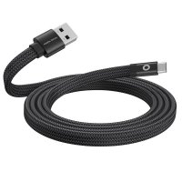 Platt Kabel Magnetisk USB-A till USB-C 1m Svart