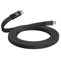 Platt Kabel Magnetisk USB-C till USB-C 1m Svart