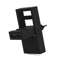 ROCK dubbel USB-laddare 2-i-1 Fickladdare Svart